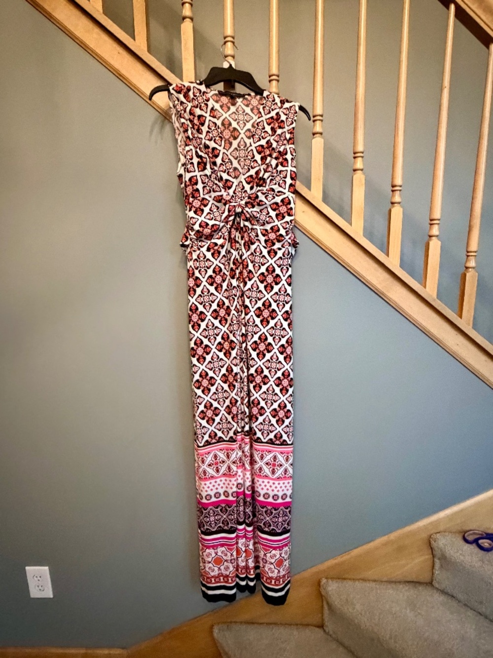 White House Black Market Twist-Front Printed Knit Maxi Dress Sz Small